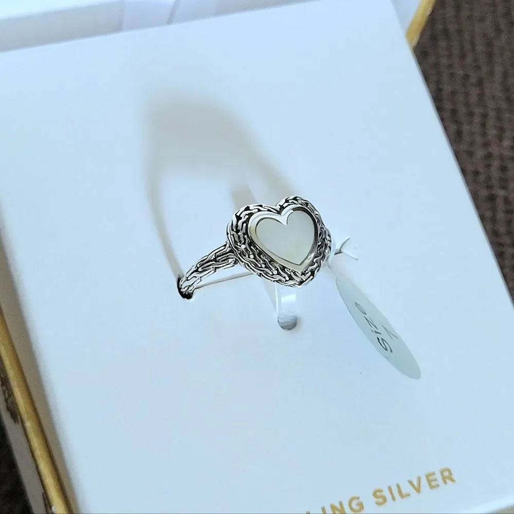 Annika Witt Sterling Silver🤍 Mother of Pearl Heart❤ Ring💍 - NIB